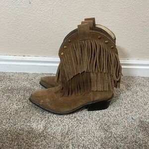 Smoky‎ Mountain Cowboy Brown Leather Fringe Youth Boots Style 3514C Sz 11.5